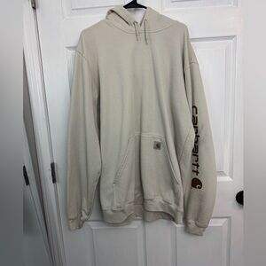 Carhartt Men's Cream Hoodie Size Large Tall